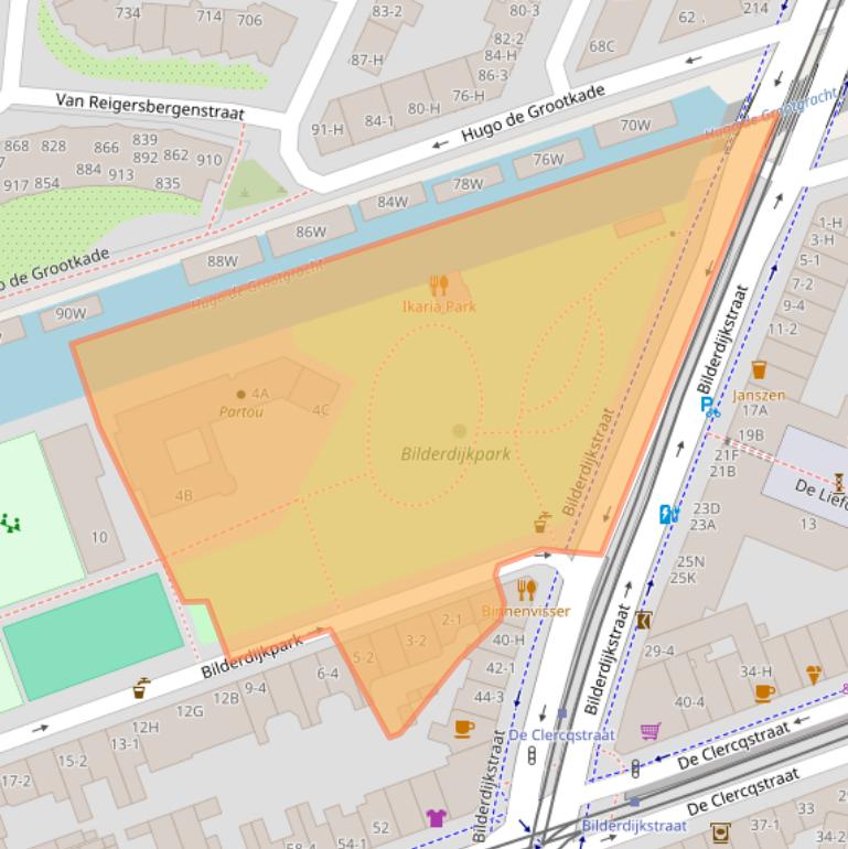 Kaart van postcodegebied 1052RZ.