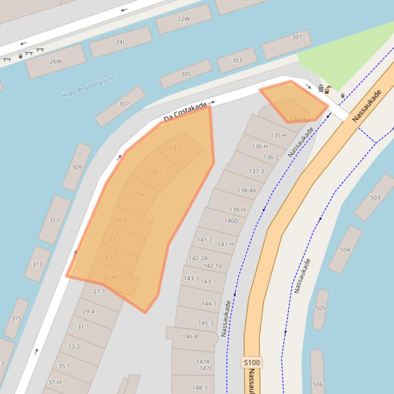 Kaart van postcodegebied 1052SE.