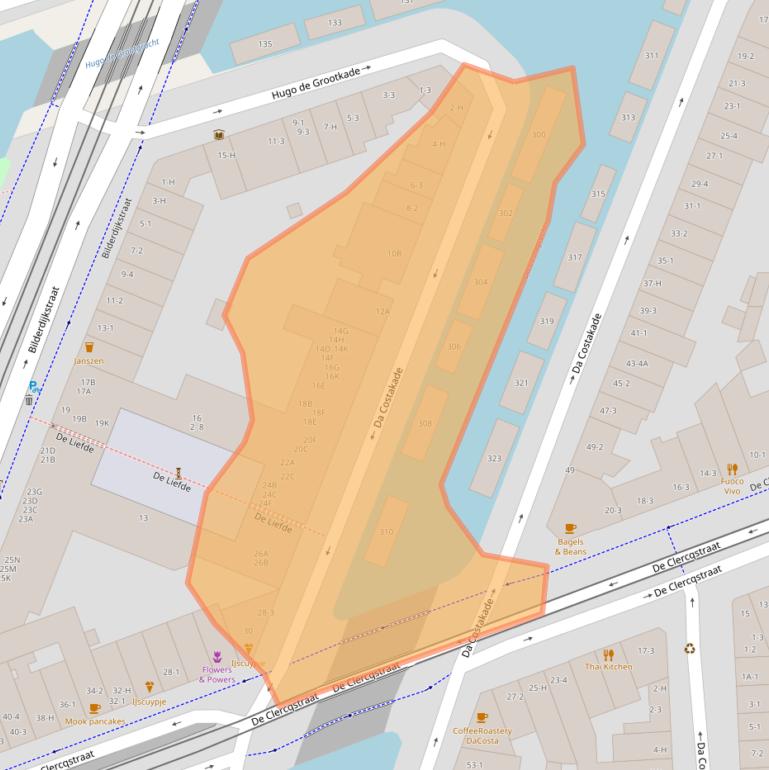 Kaart van postcodegebied 1052SJ.