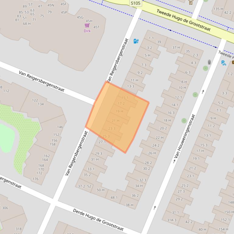 Kaart van postcodegebied 1052SM.