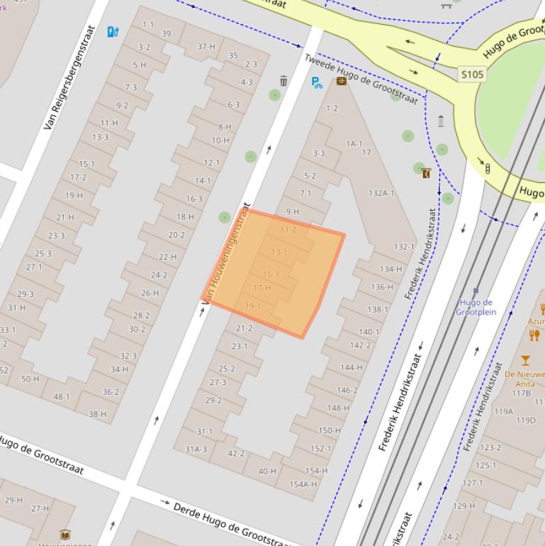 Kaart van postcodegebied 1052TC.