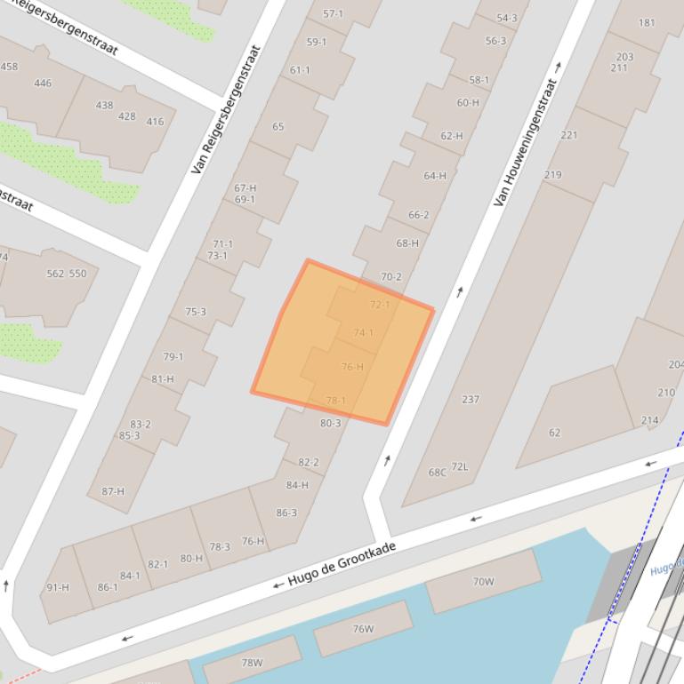 Kaart van postcodegebied 1052TS.