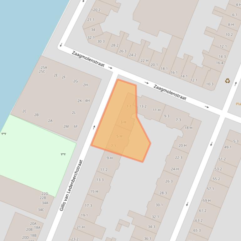 Kaart van postcodegebied 1052TV.