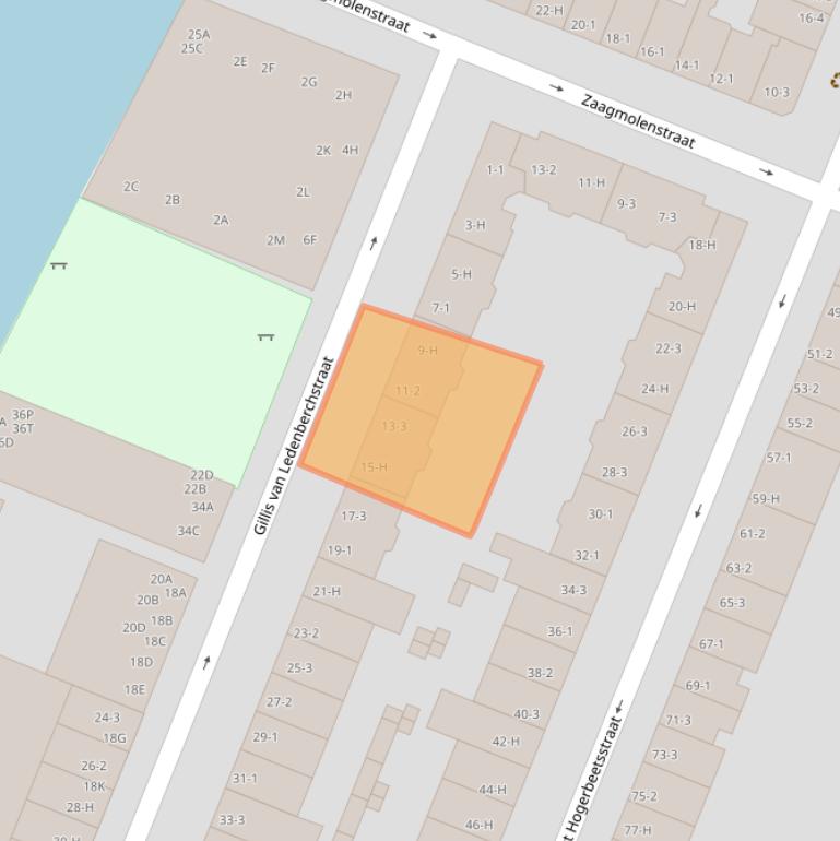 Kaart van postcodegebied 1052TW.