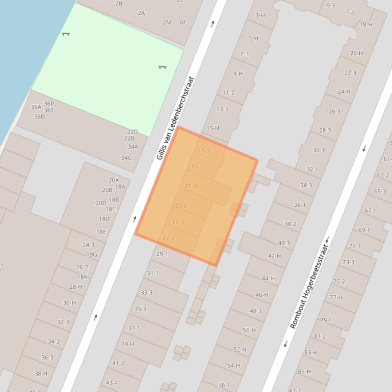 Kaart van postcodegebied 1052TX.