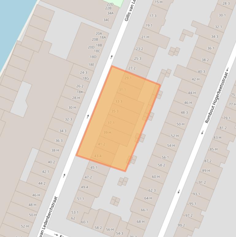 Kaart van postcodegebied 1052TZ.