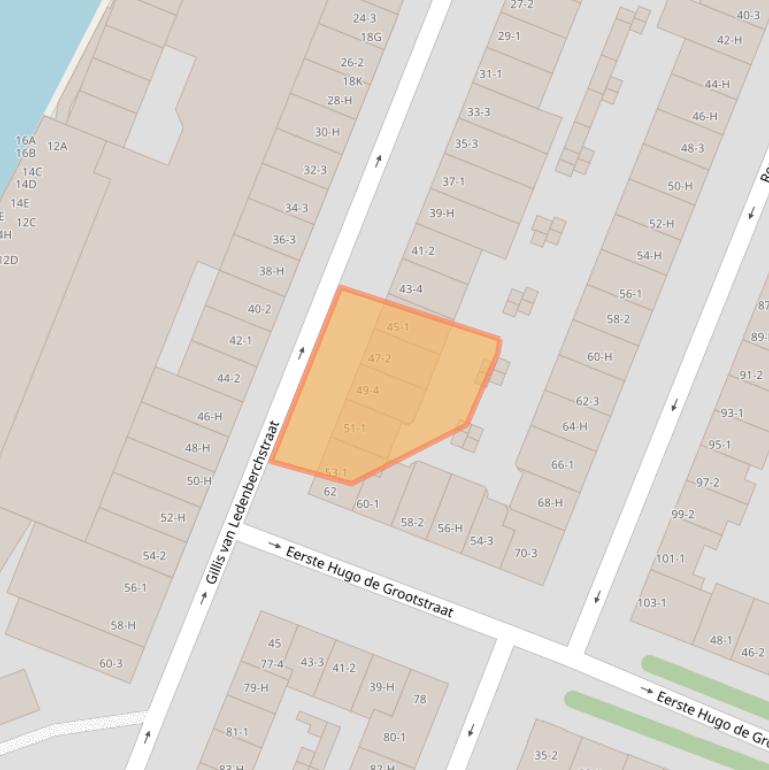 Kaart van postcodegebied 1052VA.