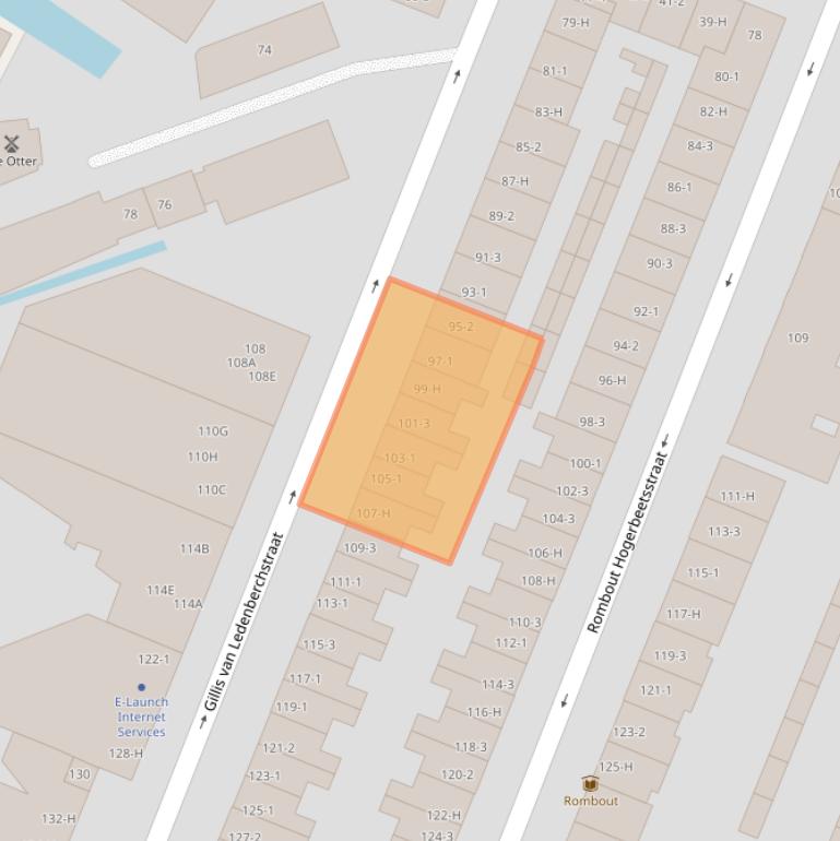 Kaart van postcodegebied 1052VC.