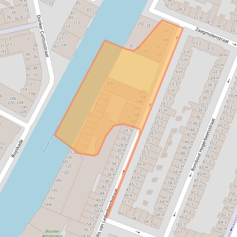 Kaart van postcodegebied 1052VG.