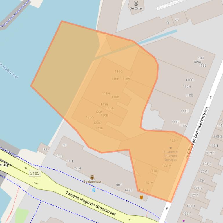 Kaart van postcodegebied 1052VL.