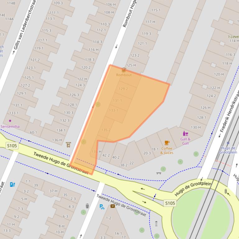 Kaart van postcodegebied 1052VZ.