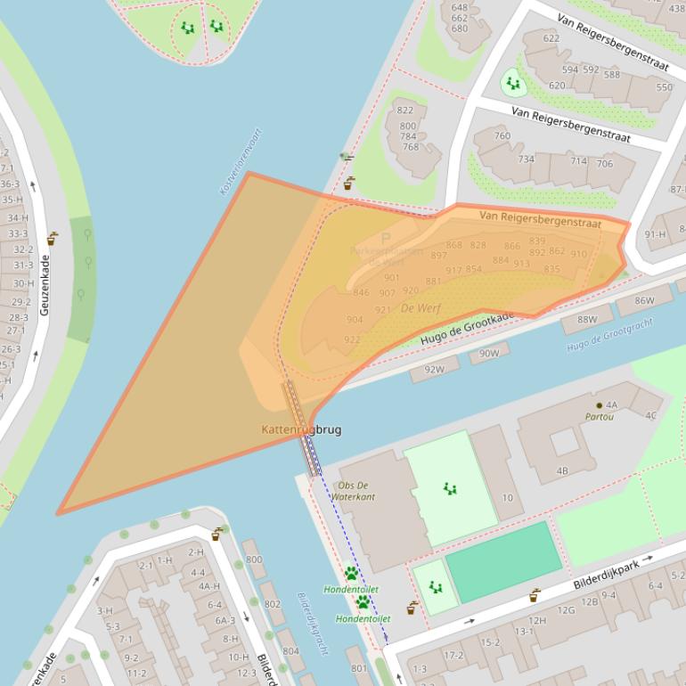 Kaart van postcodegebied 1052WN.