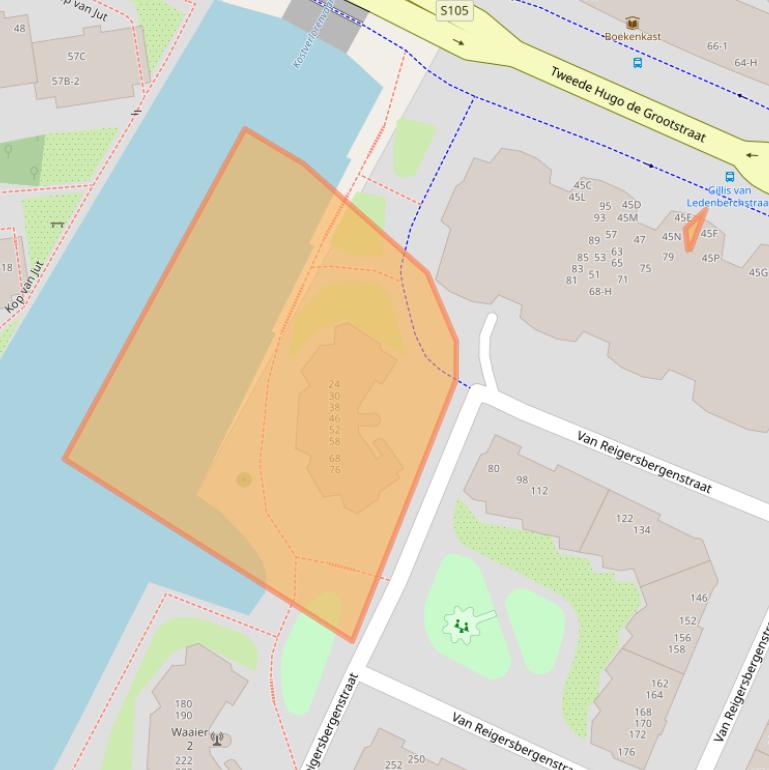 Kaart van postcodegebied 1052WP.