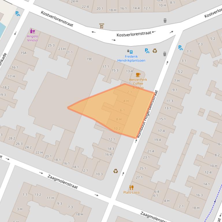 Kaart van postcodegebied 1052XA.