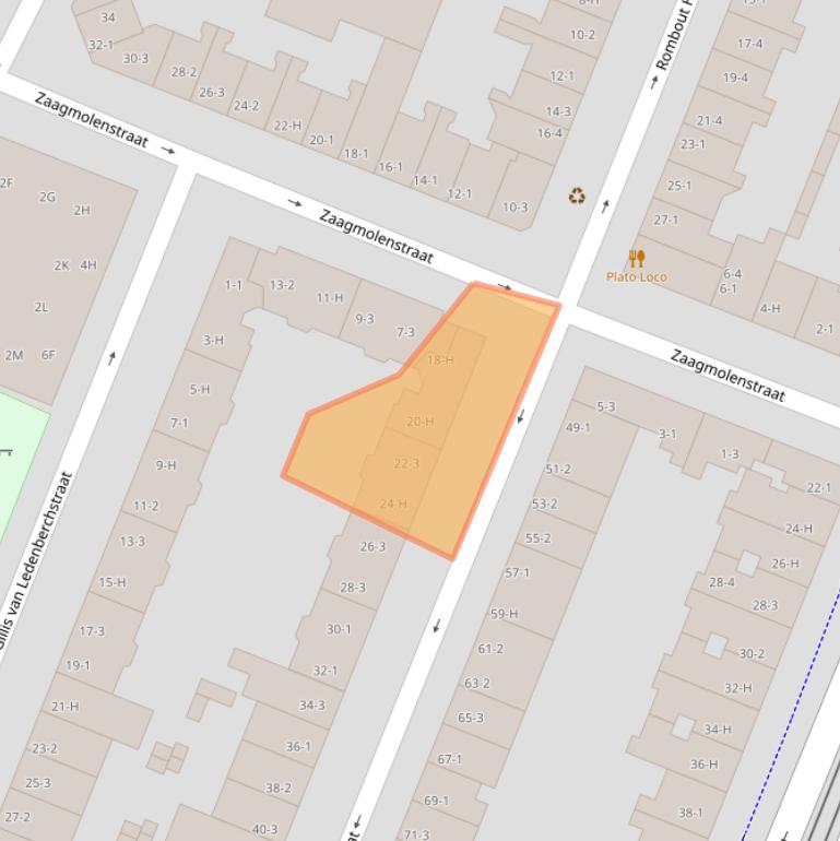 Kaart van postcodegebied 1052XC.