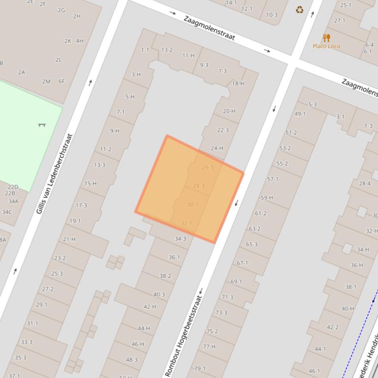 Kaart van postcodegebied 1052XD.