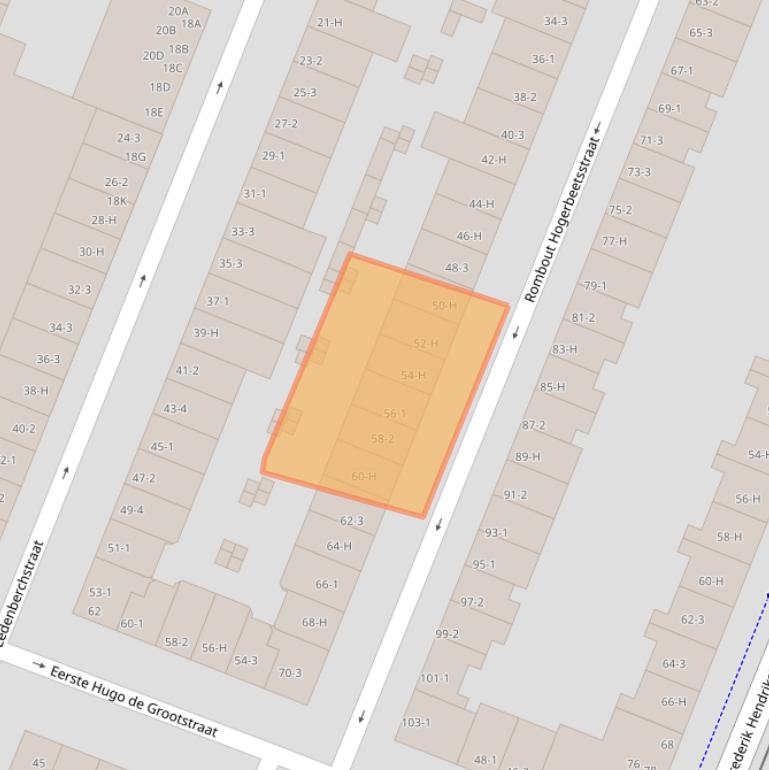 Kaart van postcodegebied 1052XG.