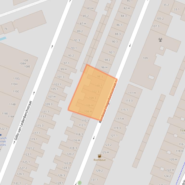 Kaart van postcodegebied 1052XK.