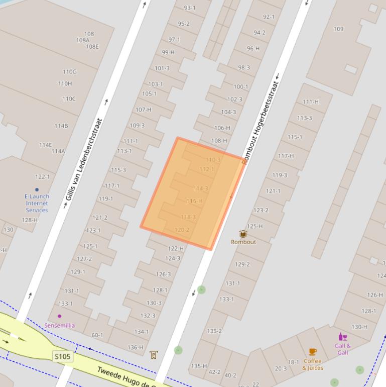 Kaart van postcodegebied 1052XL.