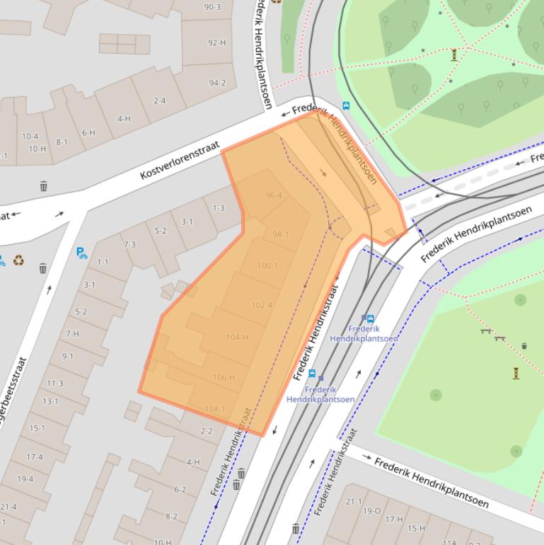 Kaart van postcodegebied 1052XZ.
