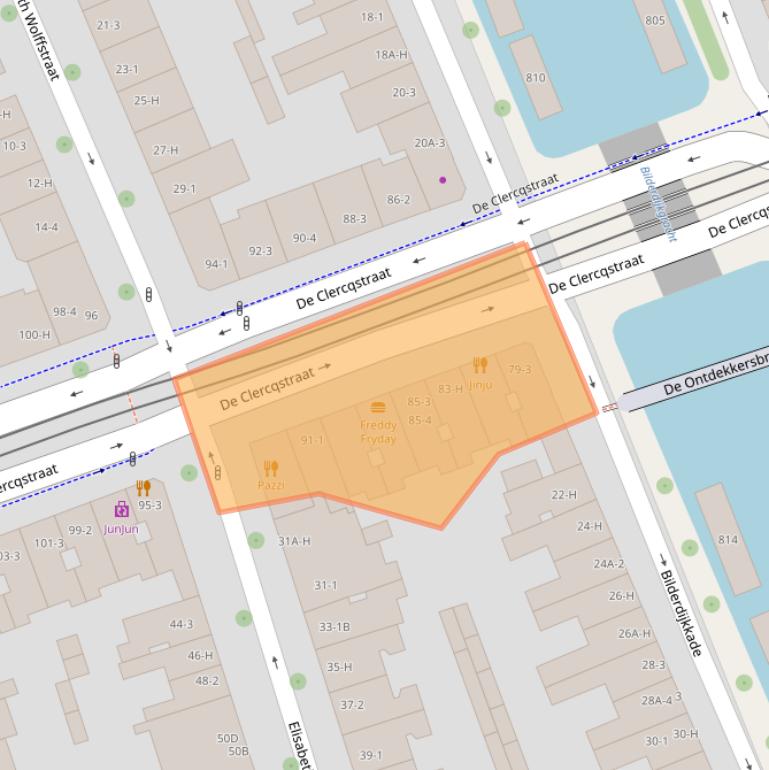 Kaart van postcodegebied 1053AG.