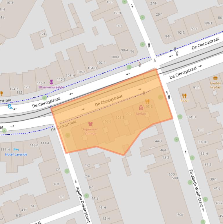 Kaart van postcodegebied 1053AH.