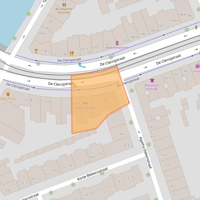 Kaart van postcodegebied 1053AJ.