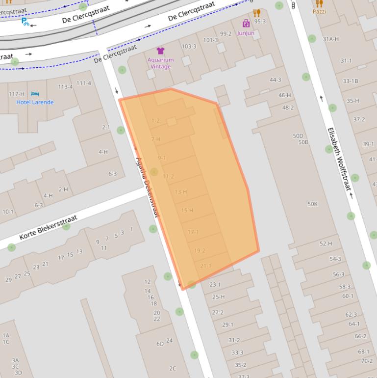 Kaart van postcodegebied 1053AL.