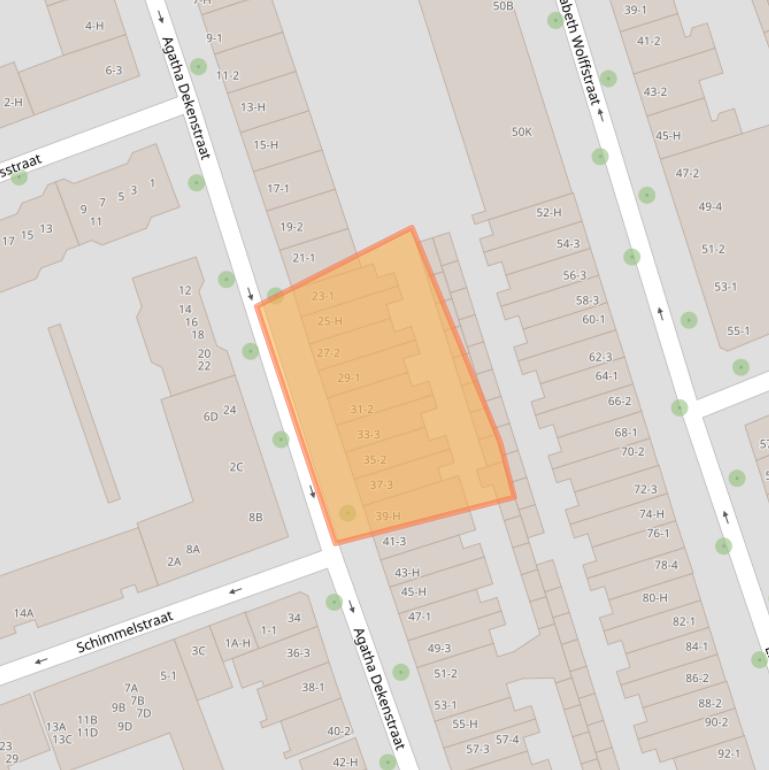 Kaart van postcodegebied 1053AM.