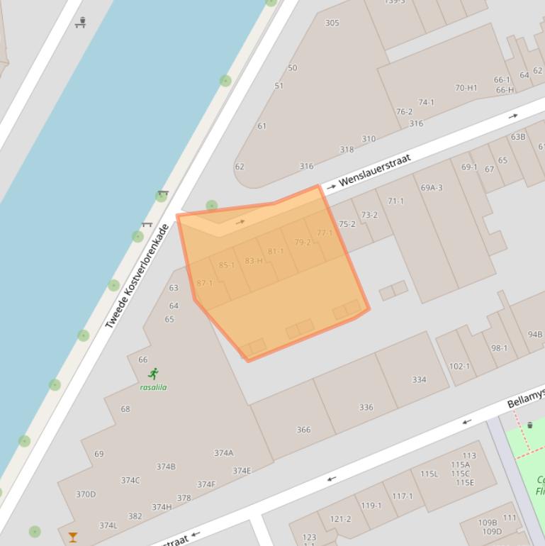 Kaart van postcodegebied 1053AZ.