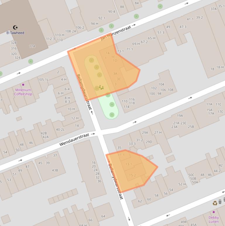 Kaart van postcodegebied 1053BC.