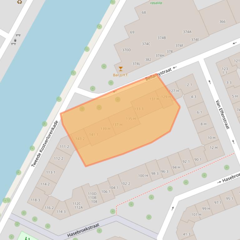 Kaart van postcodegebied 1053BK.