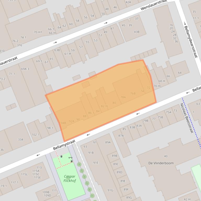 Kaart van postcodegebied 1053BP.