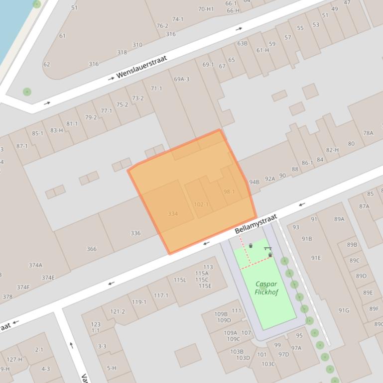 Kaart van postcodegebied 1053BR.