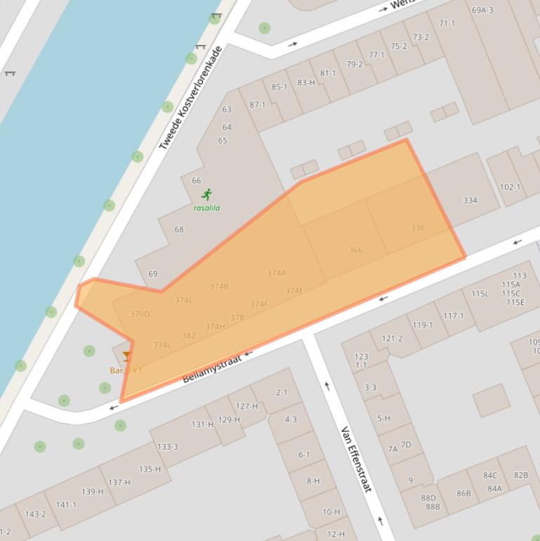 Kaart van postcodegebied 1053BS.