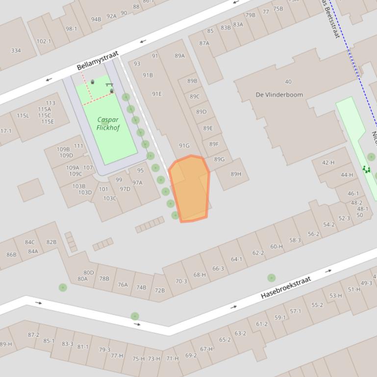 Kaart van postcodegebied 1053CA.