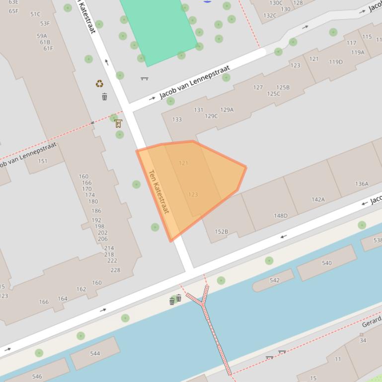 Kaart van postcodegebied 1053CD.