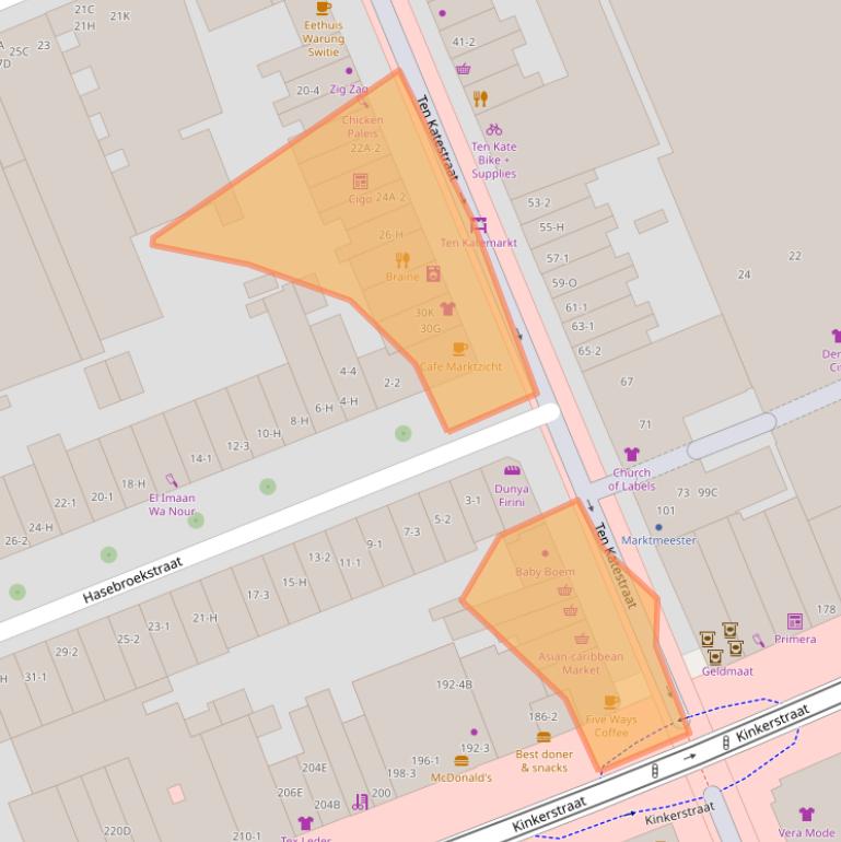 Kaart van postcodegebied 1053CG.