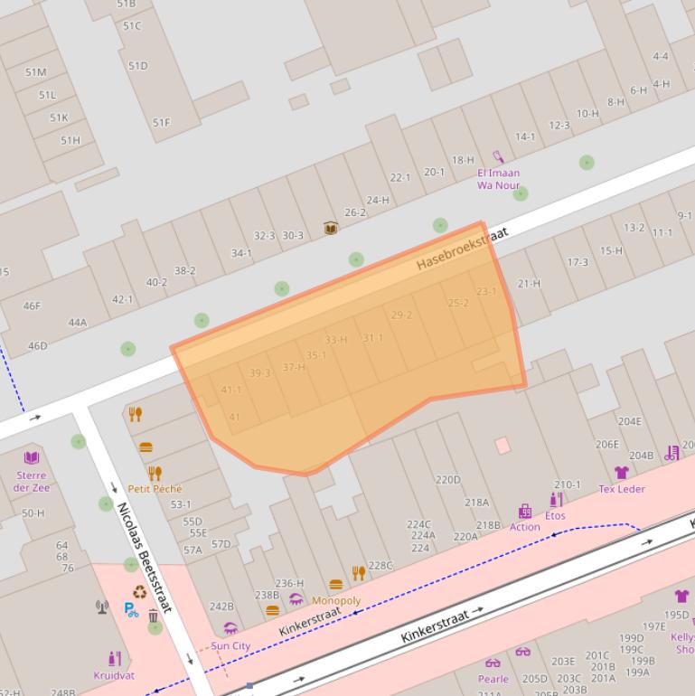 Kaart van postcodegebied 1053CM.