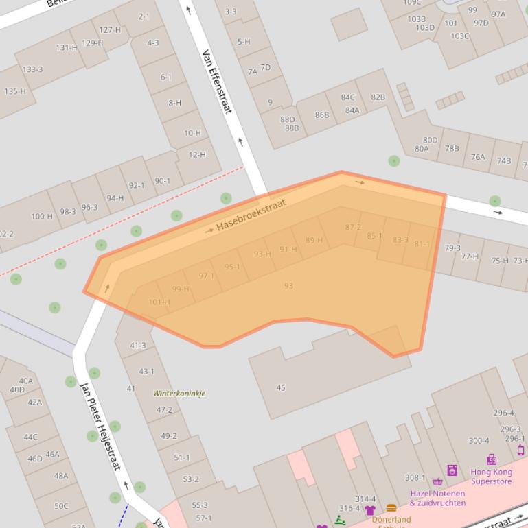 Kaart van postcodegebied 1053CR.