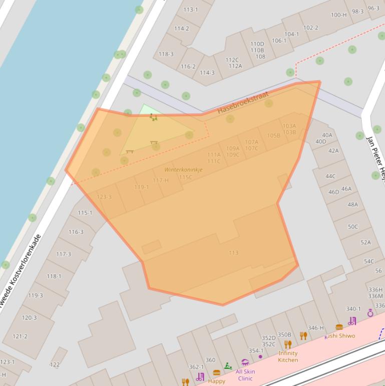 Kaart van postcodegebied 1053CS.