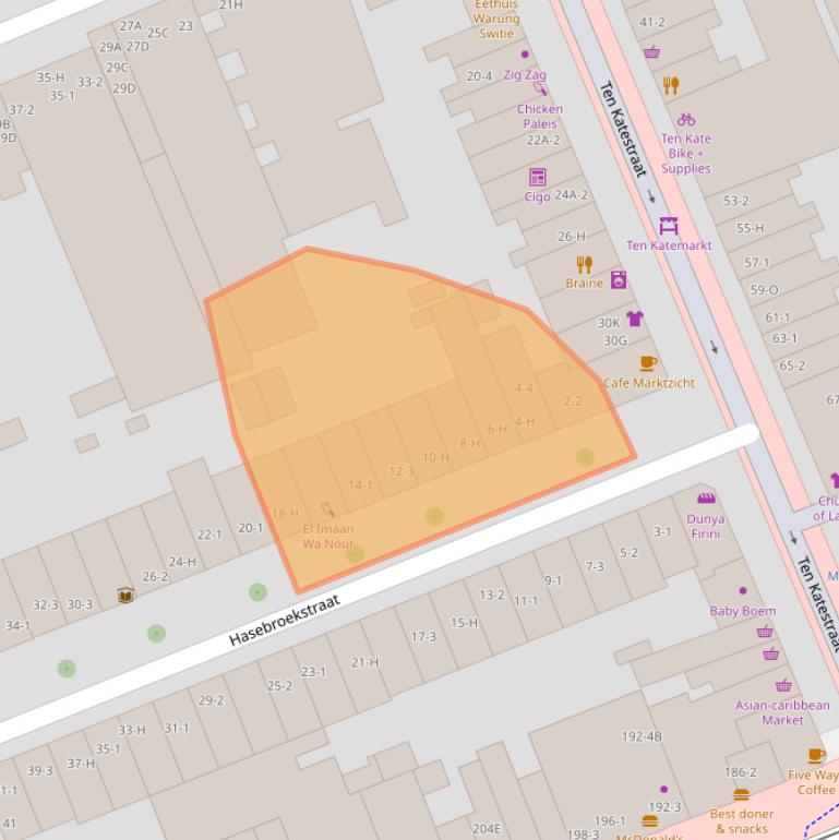 Kaart van postcodegebied 1053CT.