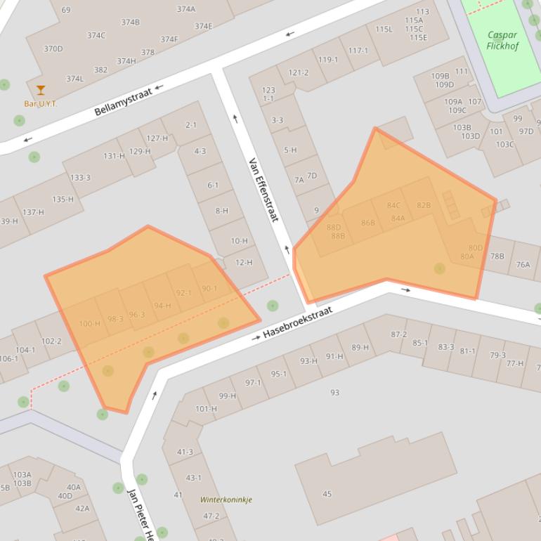 Kaart van postcodegebied 1053CZ.