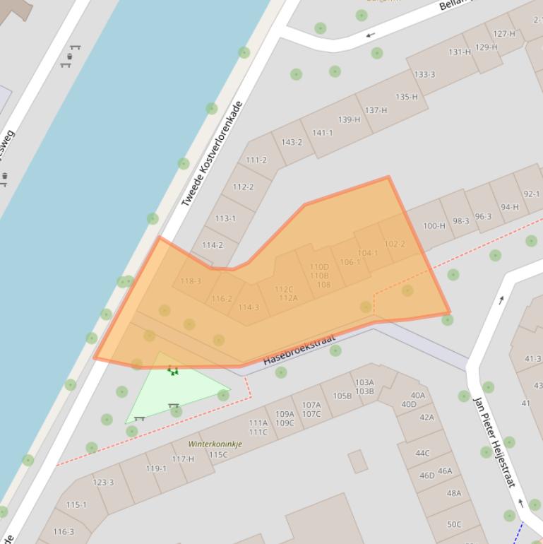 Kaart van postcodegebied 1053DA.