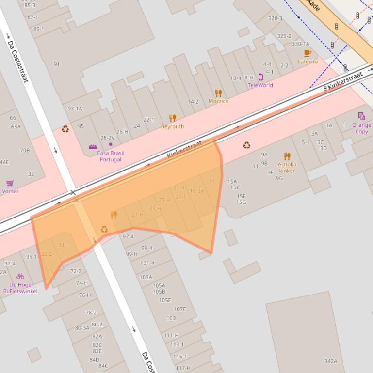 Kaart van postcodegebied 1053DC.