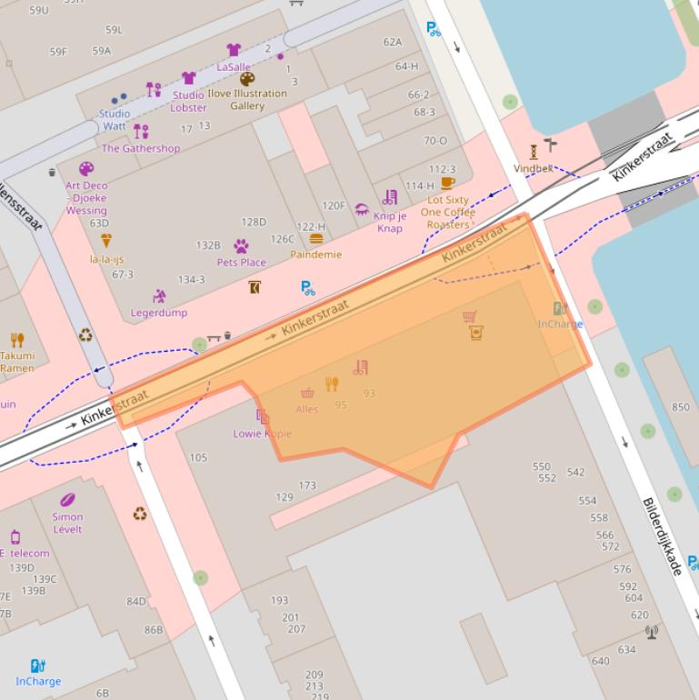 Kaart van postcodegebied 1053DJ.