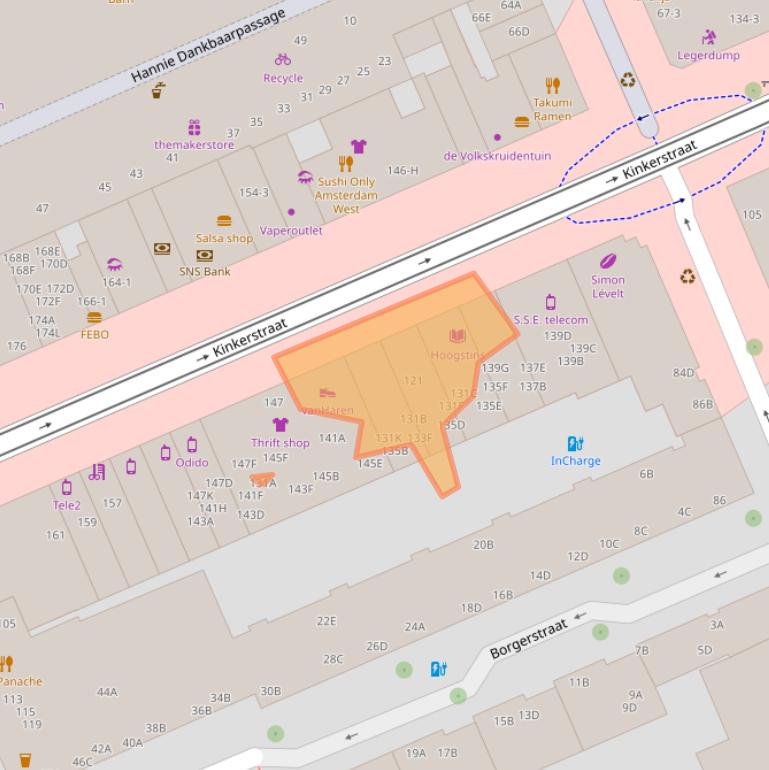 Kaart van postcodegebied 1053DL.