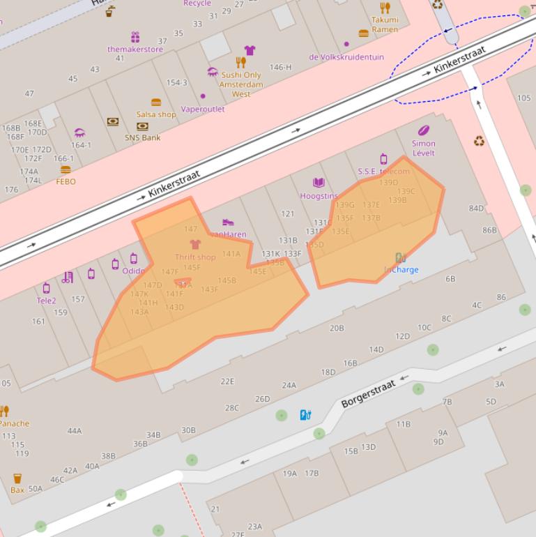 Kaart van postcodegebied 1053DM.