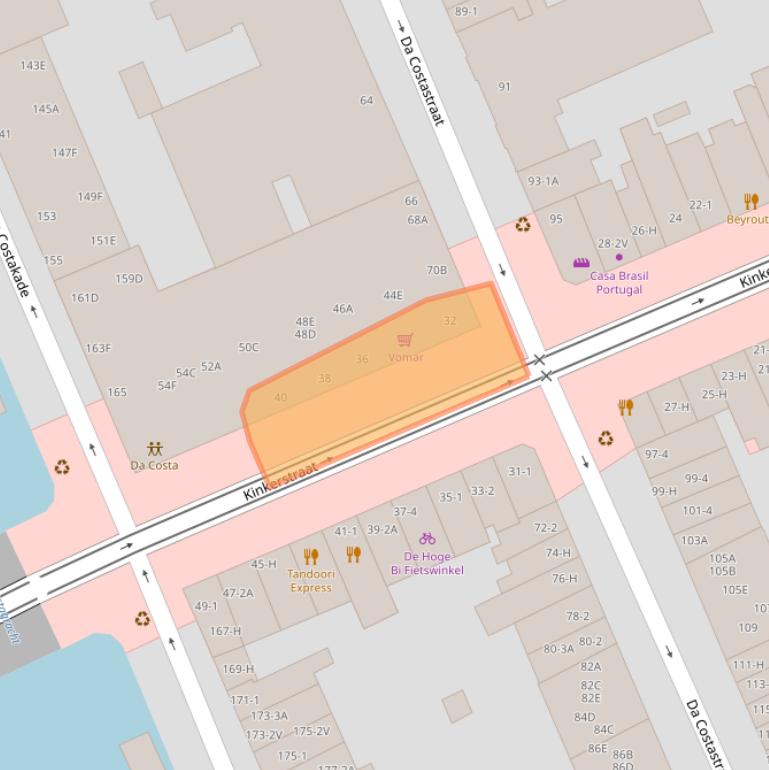 Kaart van postcodegebied 1053DW.