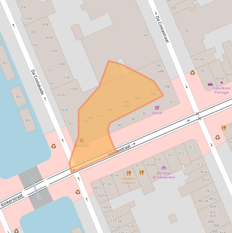 Kaart van postcodegebied 1053DX.